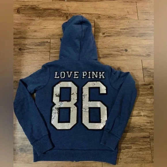 PINK VS VINTAGE 86 BLING FUR HOODIE  MEDIUM - Picture 1 of 12